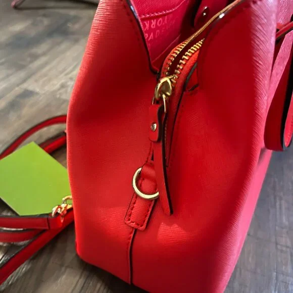 Kate Spade Crab Red Leather Laurel Way Evangelie Crossbody Satchel handbag Purse
